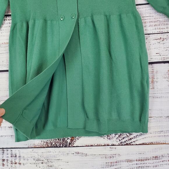 Stile Benetton Short Sleeve Top M Garden Green Scoop Flounce Peasant Sweater NWT - Picture 6 of 11